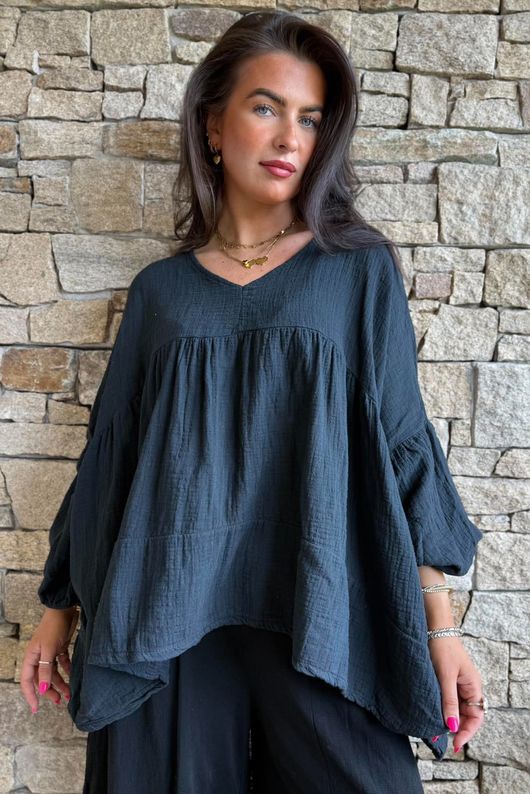 Suri Cushion Cotton Artist Smock Black 